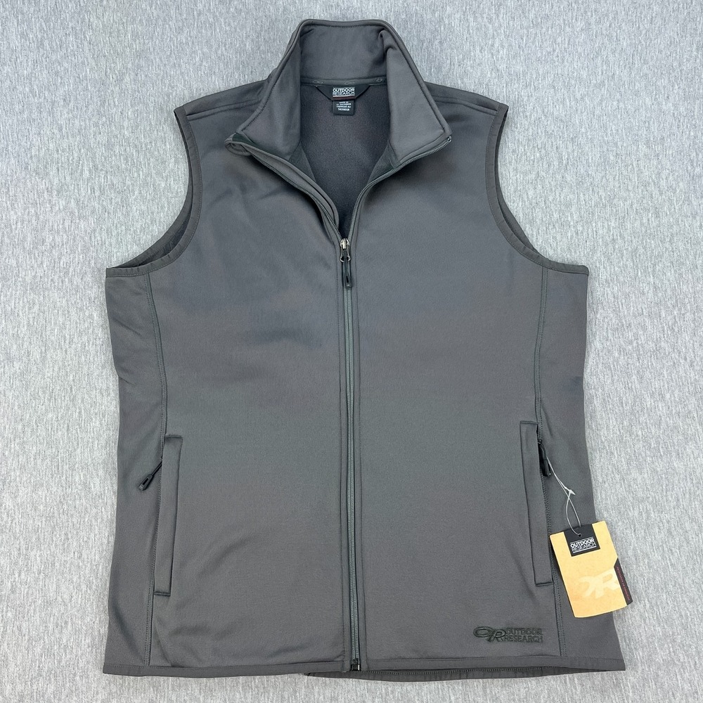 Outdoor Research Middle Fork Fleece Vest Womens XL Pewter Gray Full Zip NEW